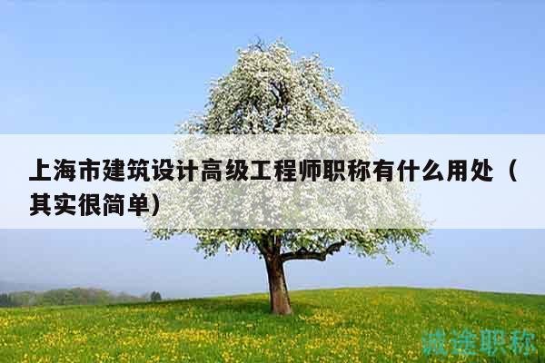 上海市建筑設(shè)計(jì)高級工程師職稱有什么用處（其實(shí)很簡單）