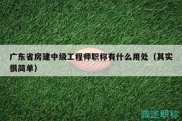 廣東省房建中級工程師職稱有什么用處（其實(shí)很簡單）