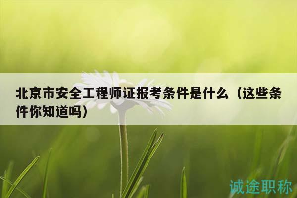 北京市安全工程師證報(bào)考條件是什么（這些條件你知道嗎）