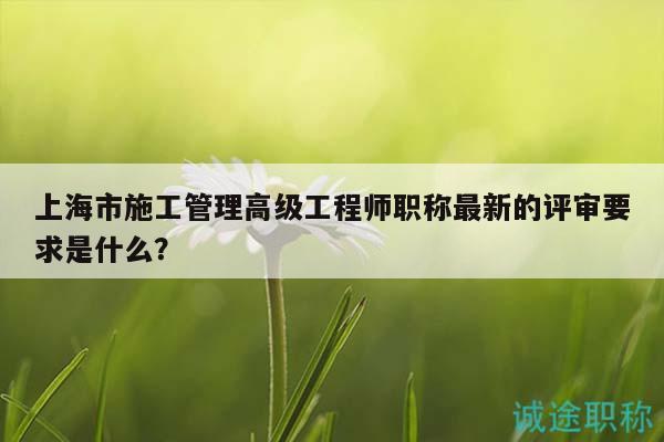 上海市施工管理高級(jí)工程師職稱最新的評(píng)審要求是什么？