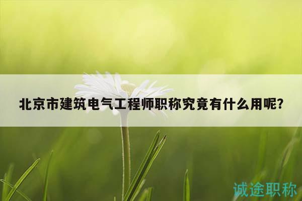 北京市建筑電氣工程師職稱究竟有什么用呢？