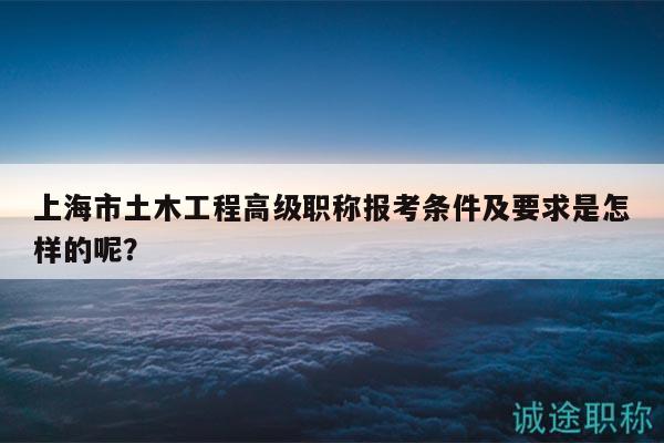 上海市土木工程高級職稱報考條件及要求是怎樣的呢？