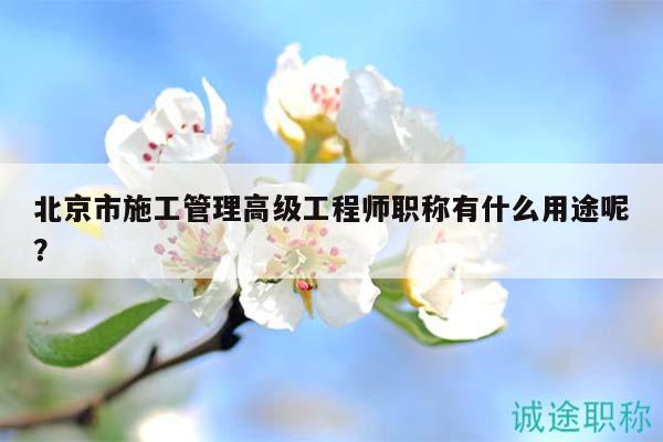 北京市施工管理高級(jí)工程師職稱有什么用途呢？