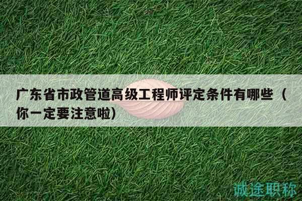 廣東省市政管道高級工程師評定條件有哪些（你一定要注意啦）