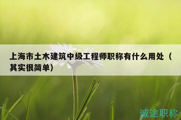 上海市土木建筑中級工程師職稱有什么用處（其實很簡單）