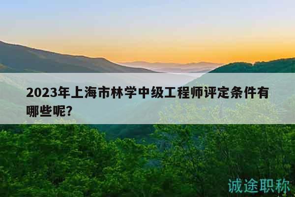 2023年上海市林學(xué)中級工程師評定條件有哪些呢？
