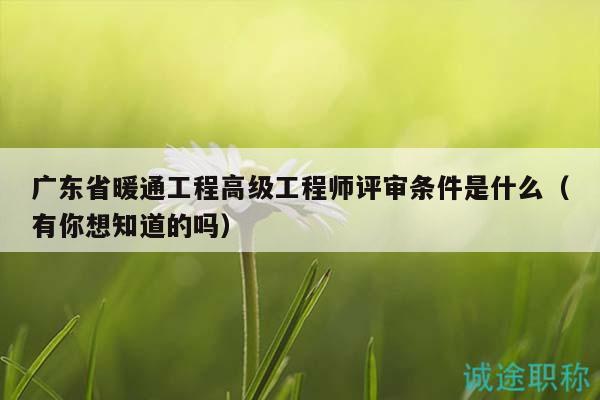 廣東省暖通工程高級工程師評審條件是什么（有你想知道的嗎）