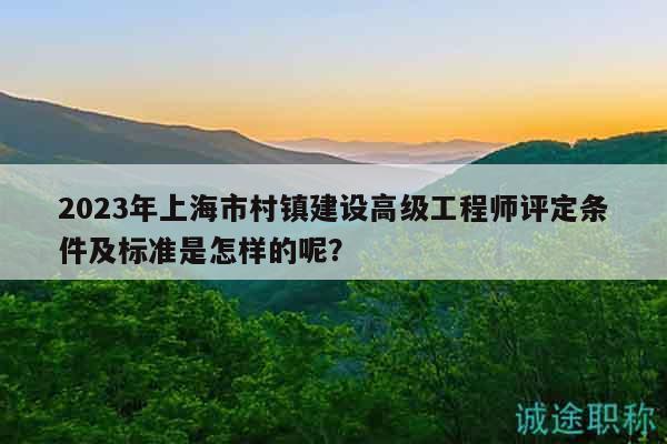 2023年上海市村鎮(zhèn)建設高級工程師評定條件及標準是怎樣的呢？