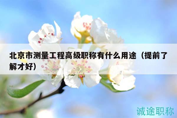北京市測(cè)量工程高級(jí)職稱有什么用途（提前了解才好）