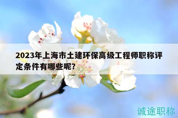 2023年上海市土建環(huán)保高級工程師職稱評定條件有哪些呢？