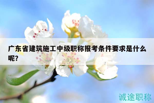 廣東省建筑施工中級(jí)職稱報(bào)考條件要求是什么呢？