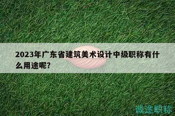 2023年廣東省建筑美術(shù)設(shè)計(jì)中級(jí)職稱有什么用途呢？