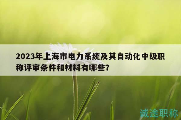 2023年上海市電力系統(tǒng)及其自動(dòng)化中級職稱評審條件和材料有哪些？
