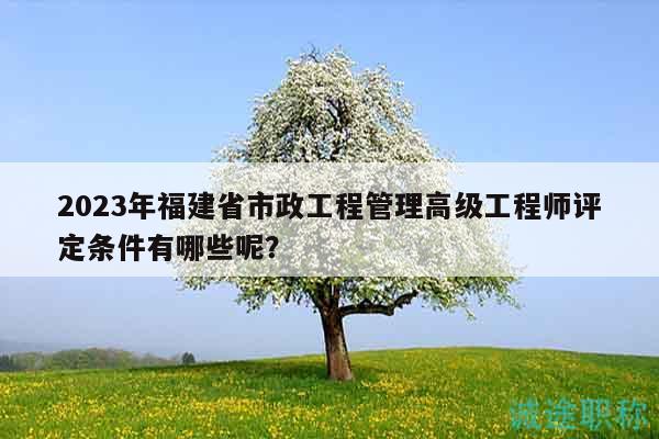 2023年福建省市政工程管理高級工程師評定條件有哪些呢？
