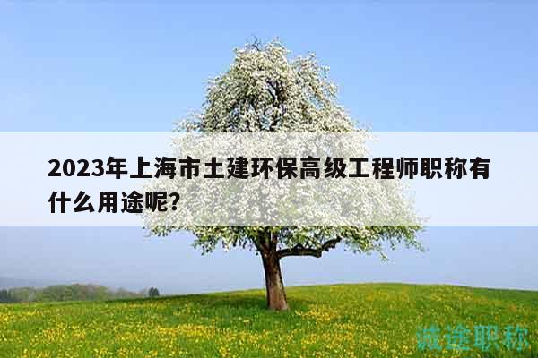 2023年上海市土建環(huán)保高級工程師職稱有什么用途呢？