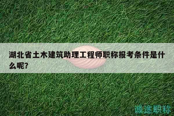湖北省土木建筑助理工程師職稱報考條件是什么呢？