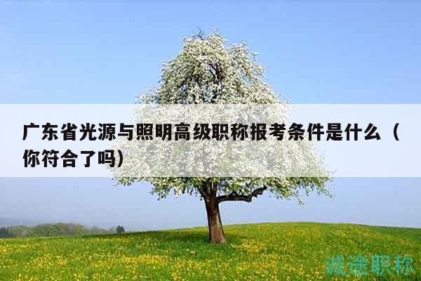 廣東省光源與照明高級職稱報考條件是什么（你符合了嗎）