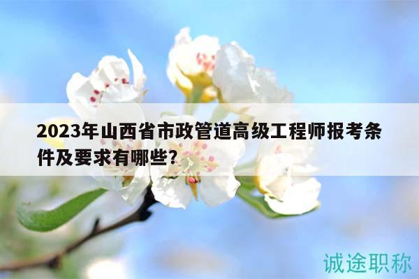 2023年山西省市政管道高級工程師報考條件及要求有哪些？