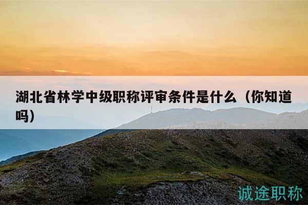 湖北省林學(xué)中級(jí)職稱評(píng)審條件是什么（你知道嗎）