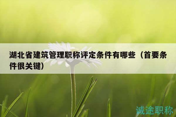 湖北省建筑管理職稱評定條件有哪些（首要條件很關鍵）