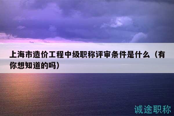 上海市造價工程中級職稱評審條件是什么（有你想知道的嗎）