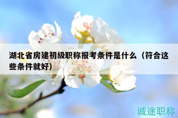 湖北省房建初級職稱報(bào)考條件是什么（符合這些條件就好）