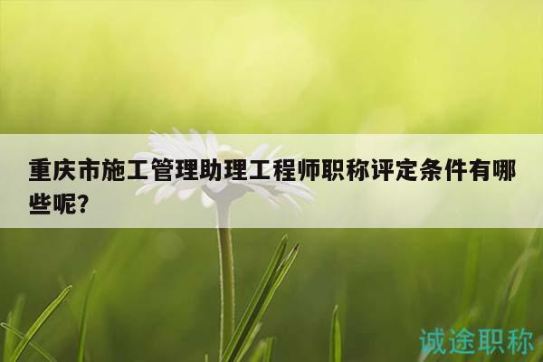 重慶市施工管理助理工程師職稱評定條件有哪些呢？