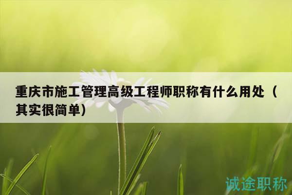 重慶市施工管理高級工程師職稱有什么用處（其實很簡單）