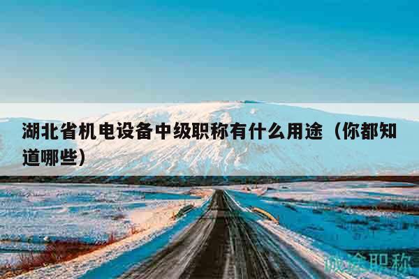 湖北省機電設備中級職稱有什么用途（你都知道哪些）
