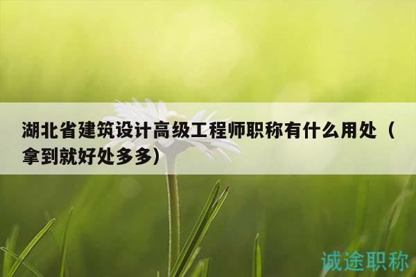 湖北省建筑設(shè)計高級工程師職稱有什么用處（拿到就好處多多）