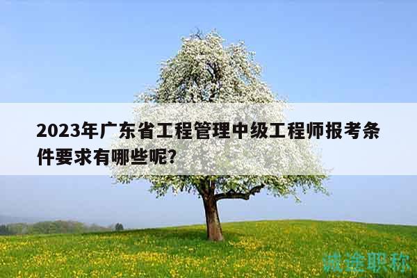 2023年廣東省工程管理中級工程師報考條件要求有哪些呢？