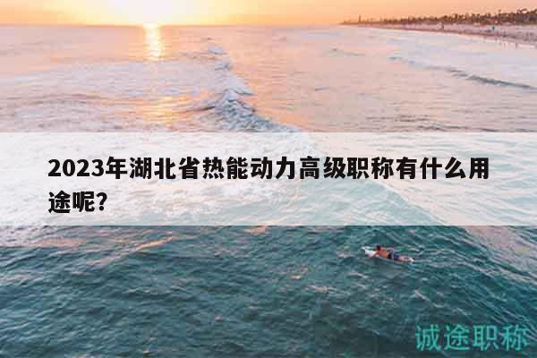 2023年湖北省熱能動力高級職稱有什么用途呢？