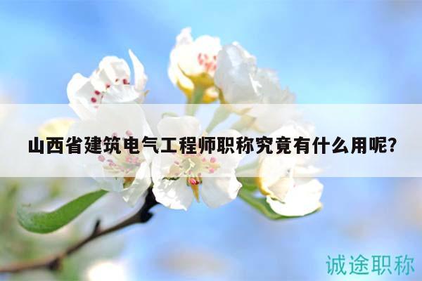 山西省建筑電氣工程師職稱究竟有什么用呢？