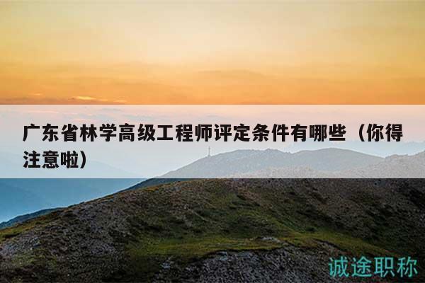 廣東省林學(xué)高級(jí)工程師評(píng)定條件有哪些（你得注意啦）