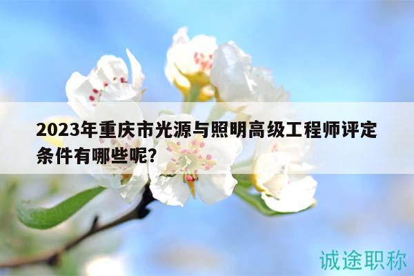 2023年重慶市光源與照明高級工程師評定條件有哪些呢？