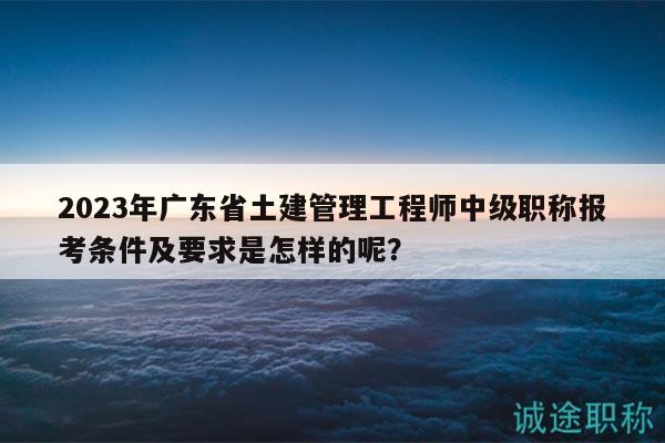 2023年廣東省土建管理工程師中級職稱報考條件及要求是怎樣的呢？