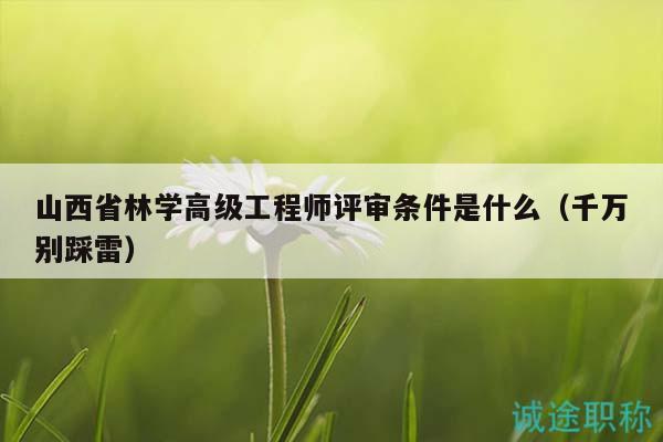 山西省林學高級工程師評審條件是什么（千萬別踩雷）