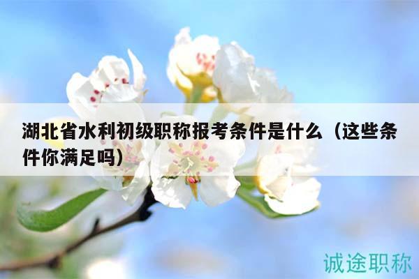 湖北省水利初級職稱報考條件是什么（這些條件你滿足嗎）