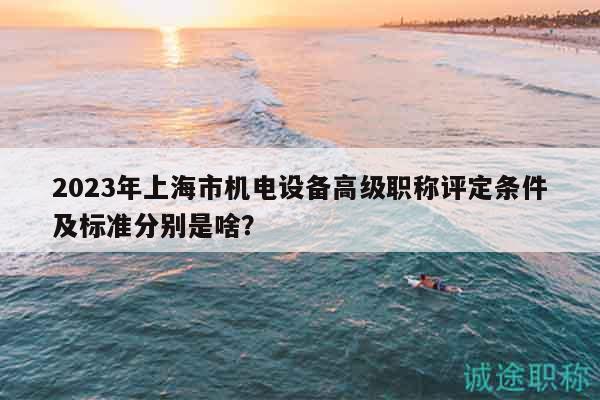 2023年上海市機電設備高級職稱評定條件及標準分別是啥？