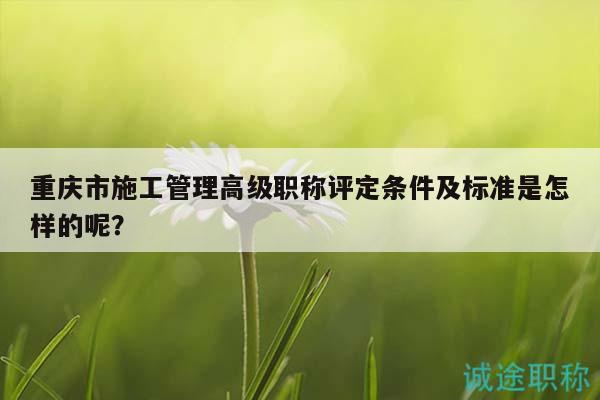 重慶市施工管理高級(jí)職稱評(píng)定條件及標(biāo)準(zhǔn)是怎樣的呢？