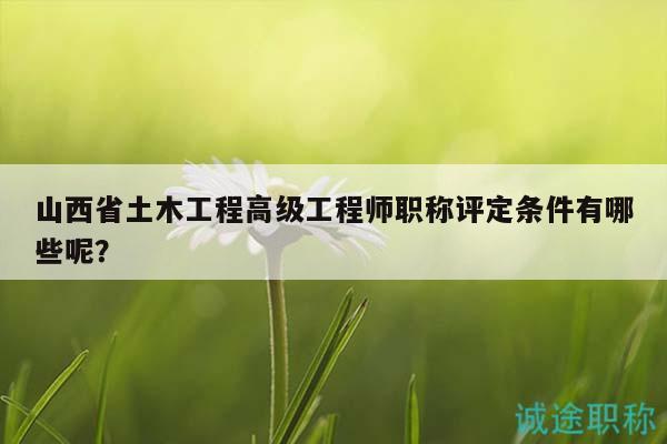 山西省土木工程高級工程師職稱評定條件有哪些呢？