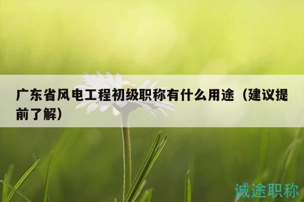 廣東省風(fēng)電工程初級(jí)職稱有什么用途（建議提前了解）
