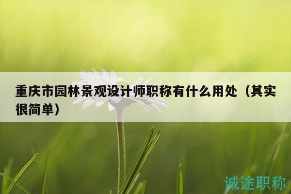 重慶市園林景觀設(shè)計(jì)師職稱有什么用處（其實(shí)很簡單）