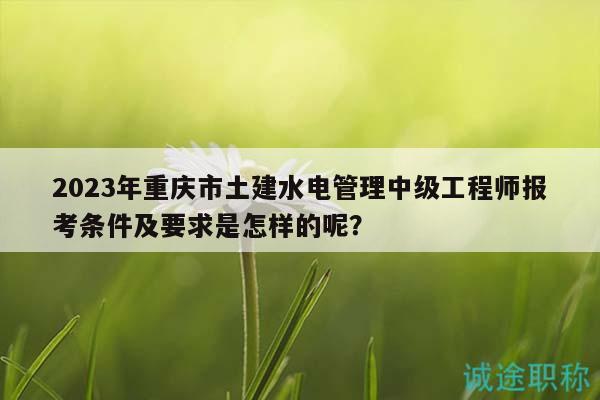 2023年重慶市土建水電管理中級工程師報考條件及要求是怎樣的呢？