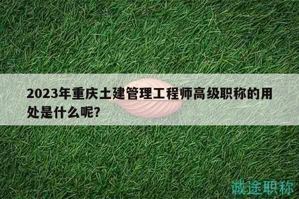2023年重慶土建管理工程師高級(jí)職稱的用處是什么呢？