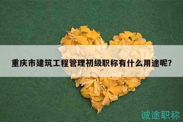 重慶市建筑工程管理初級職稱有什么用途呢？