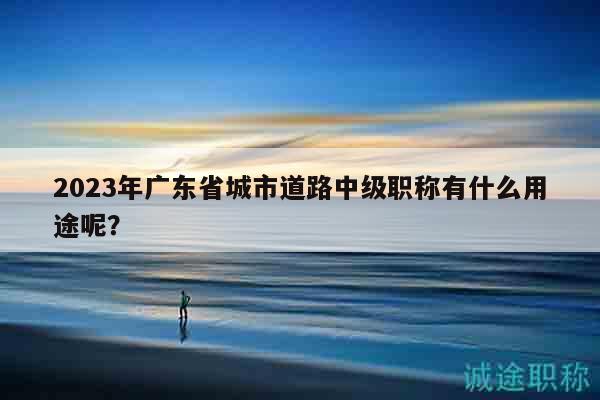 2023年廣東省城市道路中級職稱有什么用途呢？