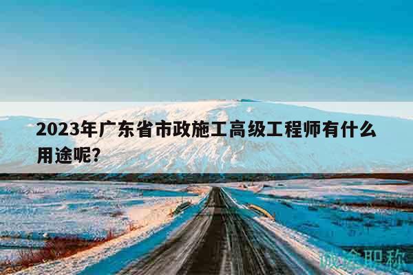 2023年廣東省市政施工高級(jí)工程師有什么用途呢？