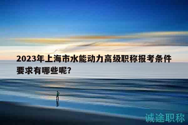 2023年上海市水能動力高級職稱報考條件要求有哪些呢？