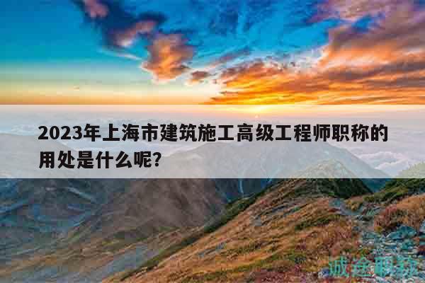 2023年上海市建筑施工高級工程師職稱的用處是什么呢？
